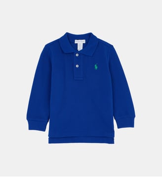 Polo droit signature en coton - Polo Ralph Lauren - Bleu klein