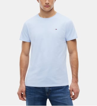 T-shirt slim en coton - Tommy Hilfiger - Bleu ciel
