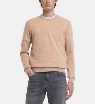 Pull droit uni Nachron en cachemire - Galeries Lafayette - Marron taupe