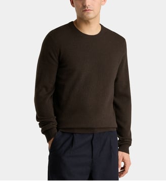 Pull droit uni Nachron en cachemire - Galeries Lafayette - Marron foncé