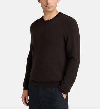 Pull droit uni Nachron en cachemire - Galeries Lafayette - Marron foncé