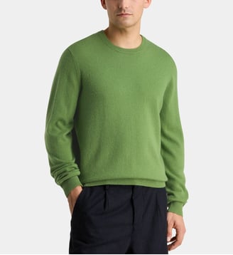 Pull droit uni Nachron en cachemire - Galeries Lafayette - Vert gazon