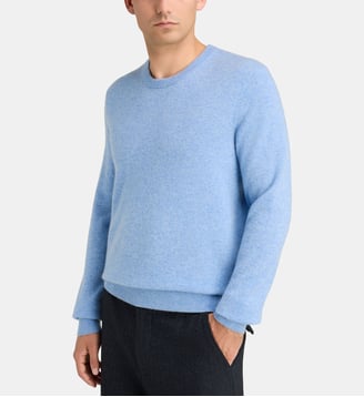 Pull droit uni Nachron en cachemire - Galeries Lafayette - Bleu ciel