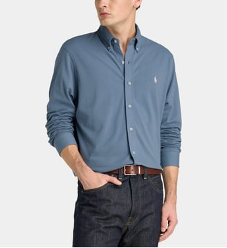 Chemise droite maille mesh coton - Polo Ralph Lauren - Bleu