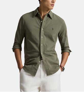 Chemise droite maille mesh coton - Polo Ralph Lauren - Vert olive