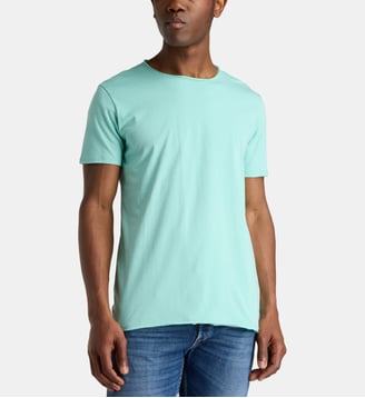 T-shirt droit en coton - Replay - Bleu turquoise
