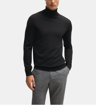 Pull slim à col roulé en laine mérinos
- BOSS - Black