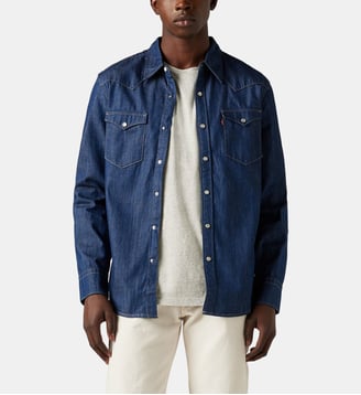 Chemise droite en denim coton brut - Levi's - Bleu brut