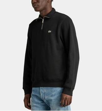 Sweat droit col camionneur signature en coton  - Lacoste - Noir