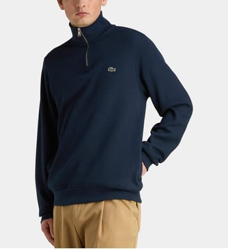 Sweat droit col camionneur signature en coton  - Lacoste - Navy