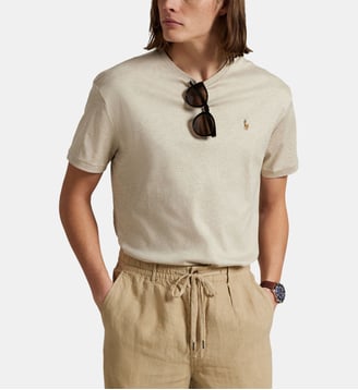 T-shirt custom slim coton pima - Polo Ralph Lauren - Brun clair