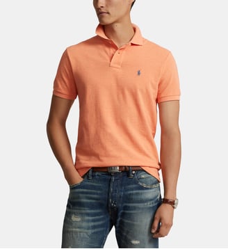 Polo slim coton piqué pony - Polo Ralph Lauren - Orange abricot