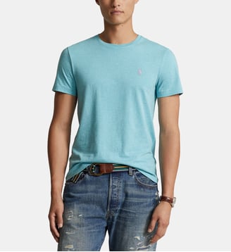 T-shirt custom slim en coton - Polo Ralph Lauren - Bleu air