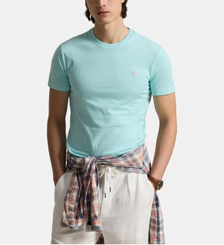 T-shirt custom slim en coton - Polo Ralph Lauren - Vert d'eau