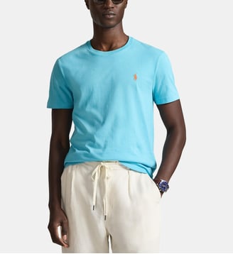 T-shirt custom slim en coton - Polo Ralph Lauren - Turquoise stone