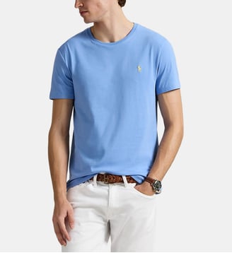 T-shirt custom slim en coton - Polo Ralph Lauren - Bleu alizé