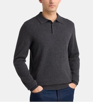 Pull polo Napolo cachemire  - Galeries Lafayette - Gris foncé