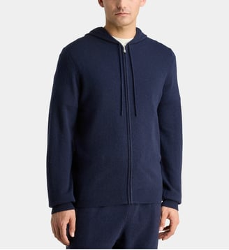 Gilet Nachcap zippé capuche cachemire - Galeries Lafayette - Bleu marine