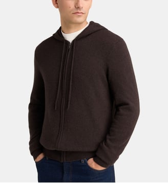 Gilet Nachcap zippé capuche cachemire - Galeries Lafayette - Marron foncé