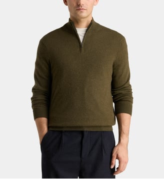 Pull camionneur droit Nachcam cachemire - Galeries Lafayette - Kaki foncé