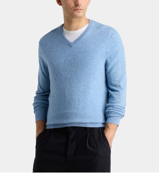 Pull droit Nachve cachemire - Galeries Lafayette - Bleu clair
