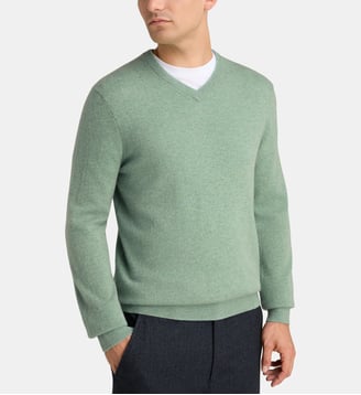 Pull droit Nachve cachemire - Galeries Lafayette - Vert gris