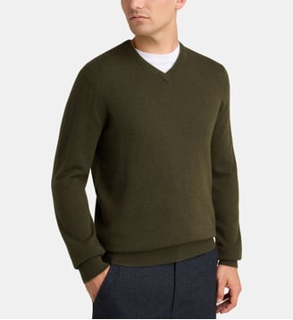 Pull droit Nachve cachemire - Galeries Lafayette - Kaki bronze