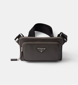 Sacoche en cuir Saffiano - Prada - Gris