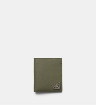 Portefeuille en cuir Saffiano - Prada - Kaki