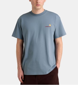T-shirt American Script droit coton bio  - Carhartt WIP - Bleu vintage