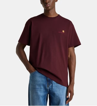 T-shirt American Script droit coton bio - Carhartt WIP - Rouge foncé