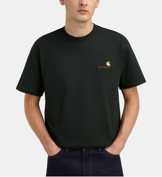 T-shirt American Script droit coton bio - Carhartt WIP - Vert abysse