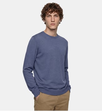 Pull Teriron droit laine mérinos responsable - Galeries Lafayette - Bleu saphir