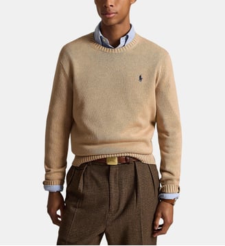 Pull droit en maille coton - Polo Ralph Lauren - Beige