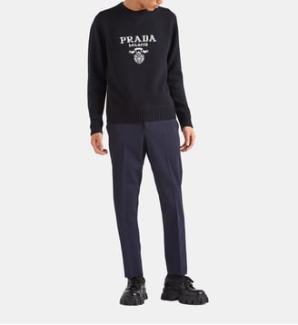 Pantalon droit taille haute - Prada - Bleu marine