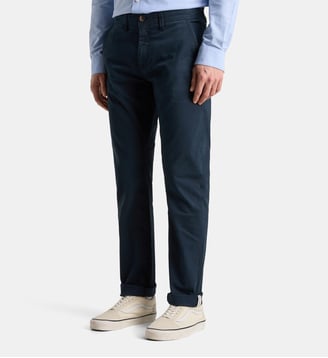 Pantalon chino Kutslim ajusté coton bio stretch - Galeries Lafayette - Bleu marine