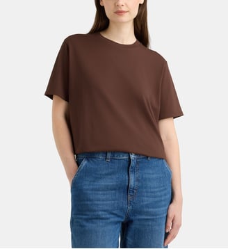 T-shirt Noon jersey coton bio - Galeries Lafayette - Marron café