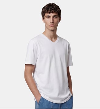 T-shirt Sishev droit coton biologique col V - Galeries Lafayette - Blanc