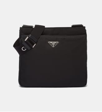 Sac porté épaule en Re-Nylon et Saffiano - Prada - Noir foncé