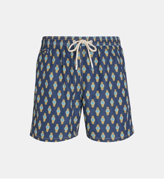 Short de bain fantaisie avec suspensoir  - MC2 Saint Barth - Bleu marine et or