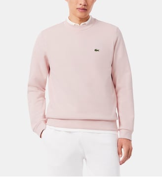 Sweat droit logo signature coton bio mélangé - Lacoste - Rose clair
