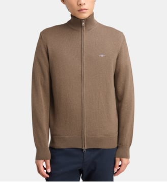 Cardigan droit zippé coton - Gant - Marron clair
