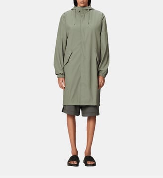 Parka droite mi-longue Fishtail imperméable - Rains - Vert clair