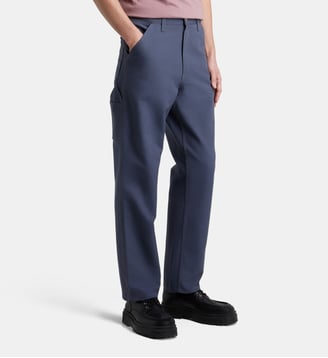 Pantalon droit large Single Knee en coton bio - Carhartt WIP - Bleu gris