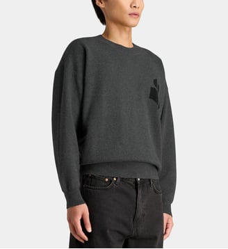 Pull Atley signature en coton bio mélangé - Isabel Marant - Gris anthracite