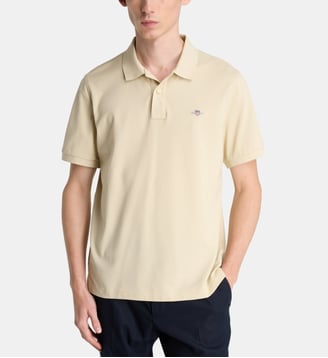 Polo droit signature en coton piqué stretch - Gant - Beige