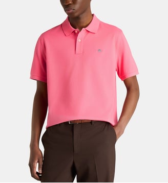 Polo droit signature en coton piqué stretch - Gant - Rose foncé