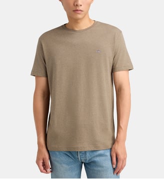 T-shirt droit logo en coton - Gant - Beige clair