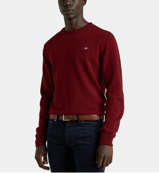 Pull droit signature laine - Gant - Rouge