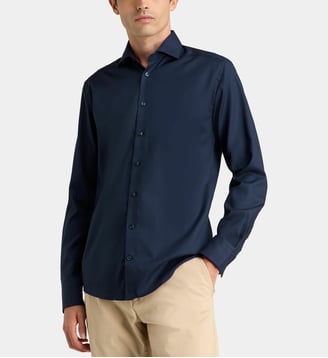 Chemise slim BS Miles en coton twill - Bruun & Stengade - Bleu marine